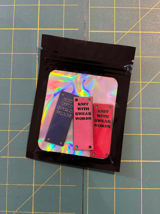 Infamous Cuts Leather Labels: Knit With Swear Words