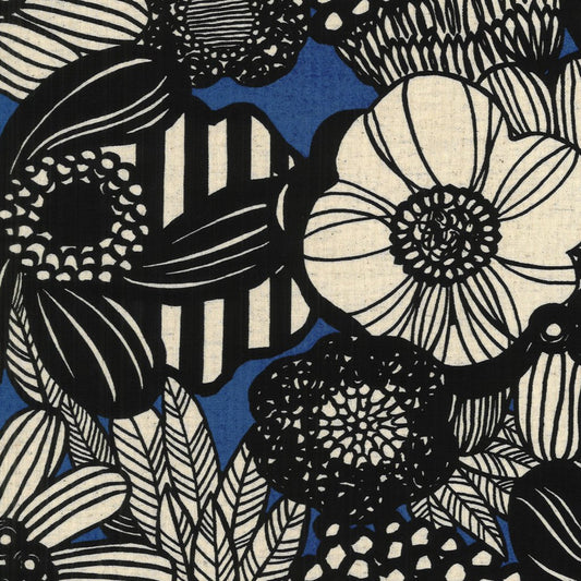 Printed Corduroy: Ink Flowers in Blue