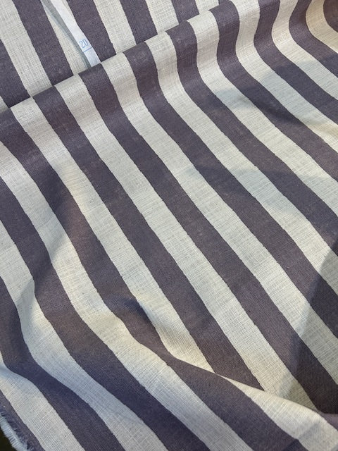 Sevenberry: Linen Look Cotton - Purple Stripe
