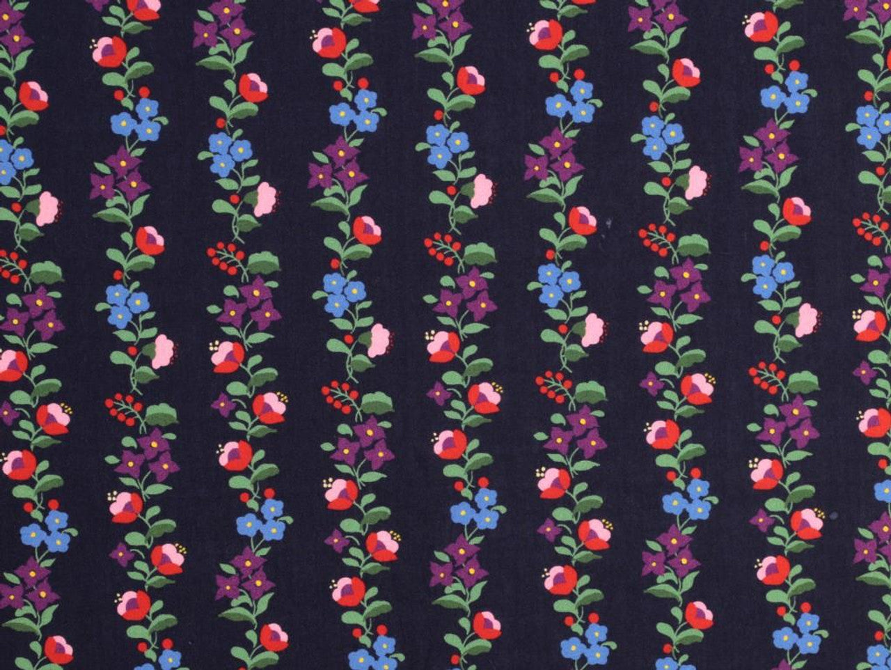 Roberta Floral Stripe ECOVERO Crepe in Black