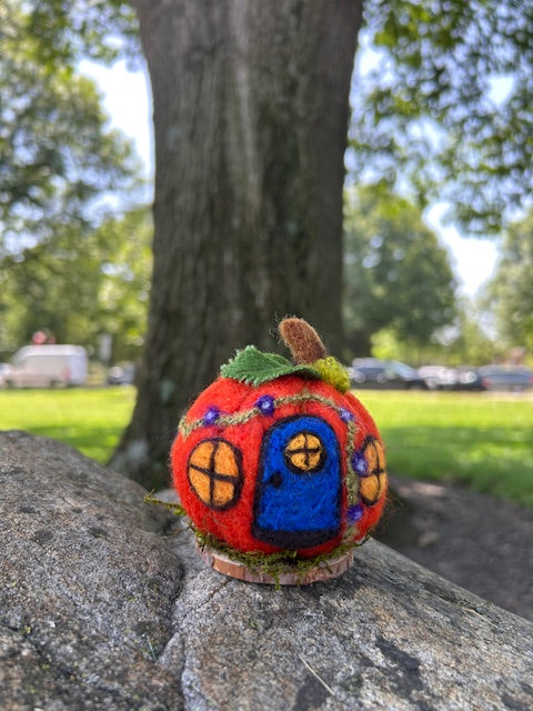 Needle Felted Pumpkin Fairy House w/ Holley