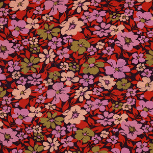 French Terry Flowers: Pink Multicolor