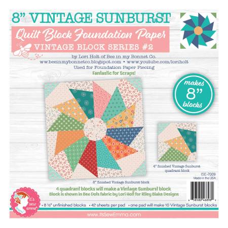 8" Vintage Sunburst Quilt Block Foundation Papers