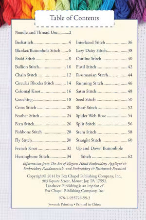 Hand Embroidery Stitches At-A-Glance Pocket Guide by Janice Viane