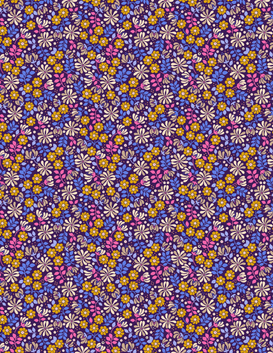 Boho Blooms: Floral Burst in Dark Purple