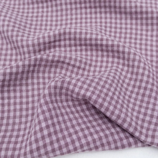 Lennon Double Gauze: Pale Plum Gingham