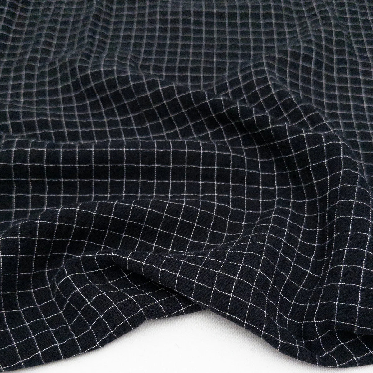 Lennon Double Gauze: Black Plaid