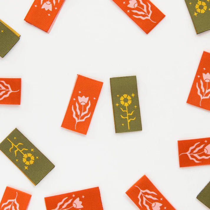 Sarah Hearts Labels: Floral Design Multipack Woven Sewing Labels