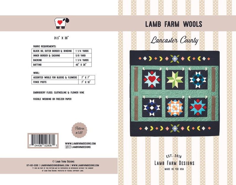 Lamb Farm Woolies: Lancaster County Quilt Pattern by Lamb Farm Designs