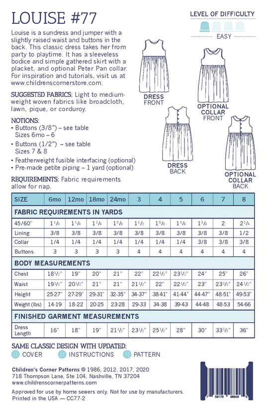 Children's Corner Patterns: Louise Dress