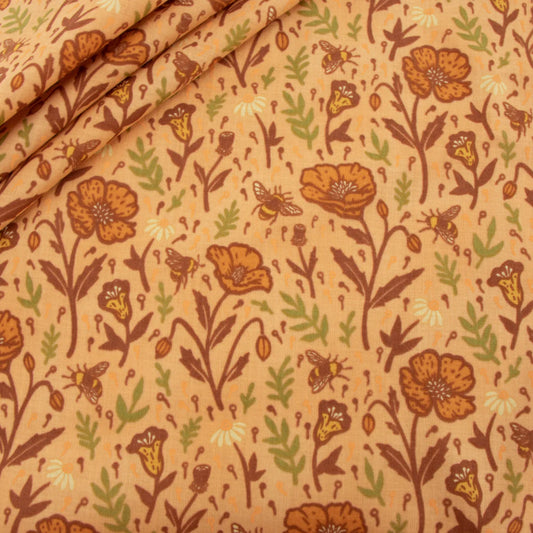 Lawn Print- Poppies Peachy