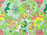 Tropics Green and Pink Stretch Cotton