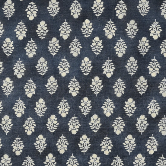 Flownny Sarasa Block Print Floral Cotton Voile: Navy NFA-3100-102 F