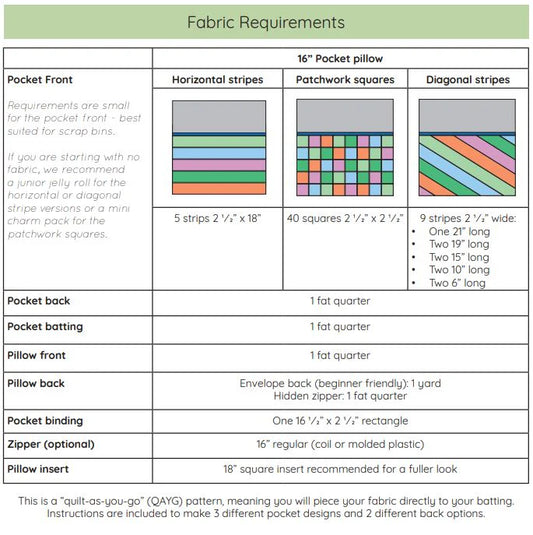 Quilt-as-You-Go Pocket Pillow Pattern