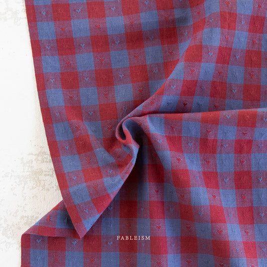 Queen of Hearts: Gingham Dobby Hearts in Royal