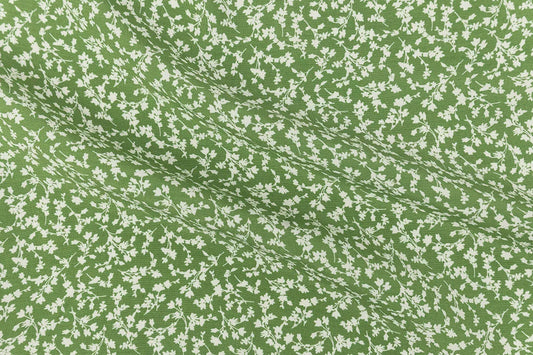 Rayon Margaret Prints: White Vines on Green