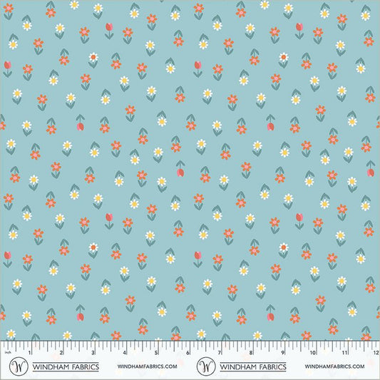 Twirling Tutu: Ditsy Daisy and Tulip in Aqua