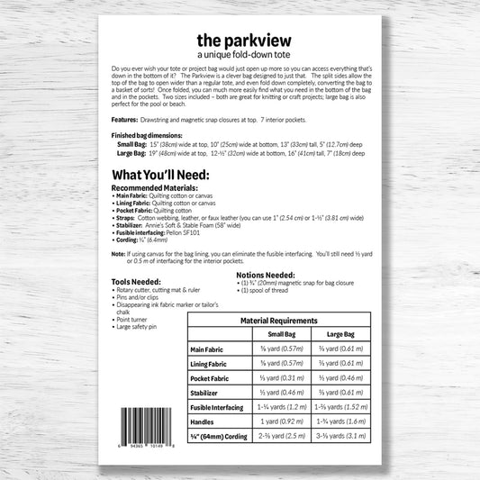 The Parkview Bag Pattern