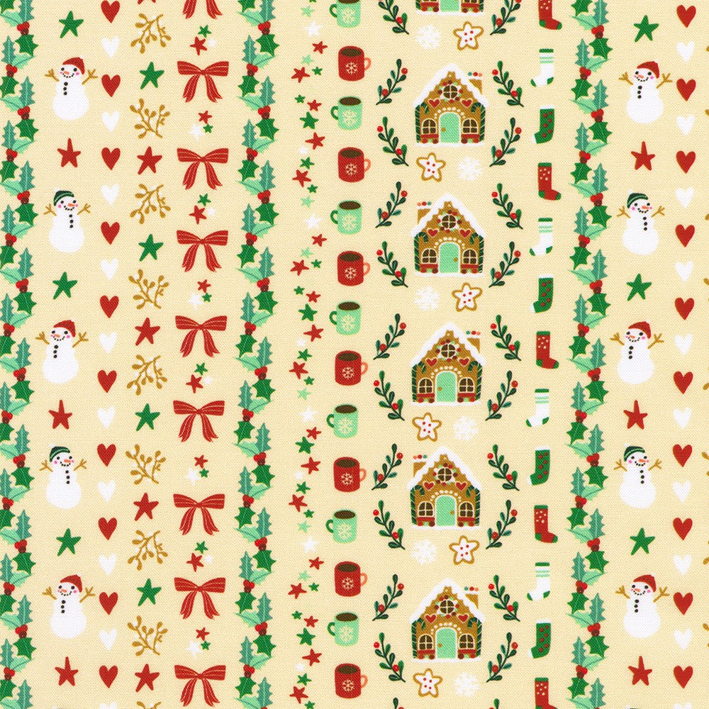 Tiny Tidings - Christmas Hot Chocolate Cocoa Gingerbread Stripe in Cream