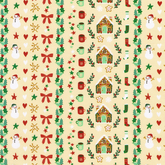 Tiny Tidings - Christmas Hot Chocolate Cocoa Gingerbread Stripe in Cream