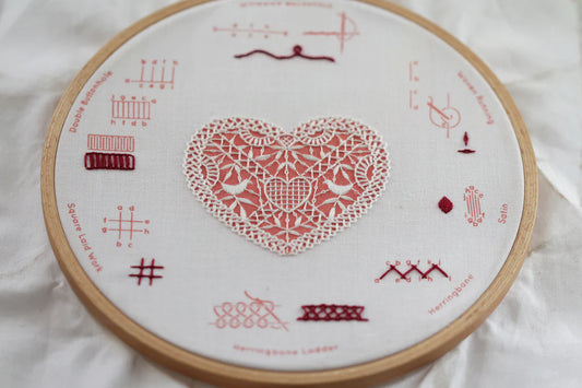 Lace Heart - Embroidery Stitch Sampler