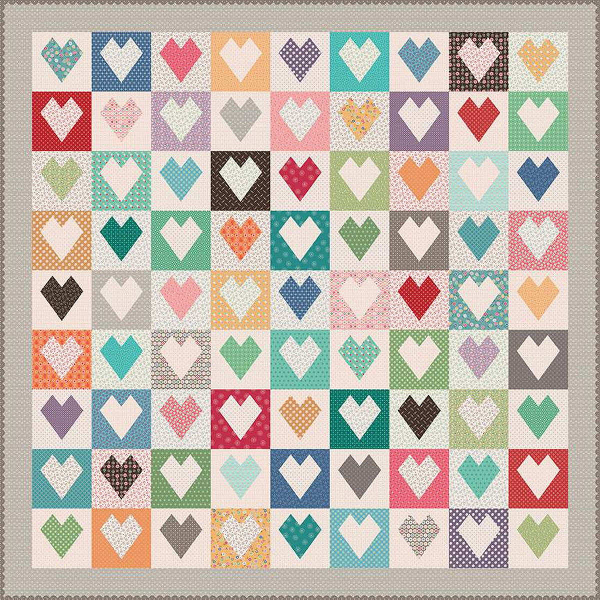 Heart Quilt Paper by Lori Holt - 10" x 10" 42 piece pack