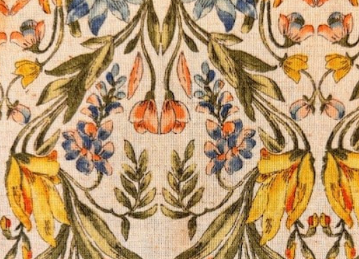 Cotton Linen Sheeting in Painted Flowers