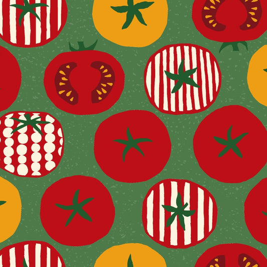 Yum Yum Tomato Cotton Sheeting in Green