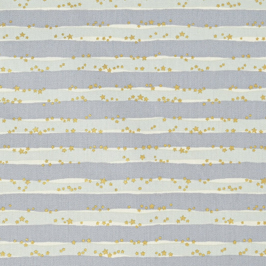 Linnea Basic Cotton Oxford: Stripes & Stars in Grey/Blue