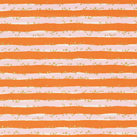 Linnea Basic Cotton Oxford: Stripes & Stars in Orange