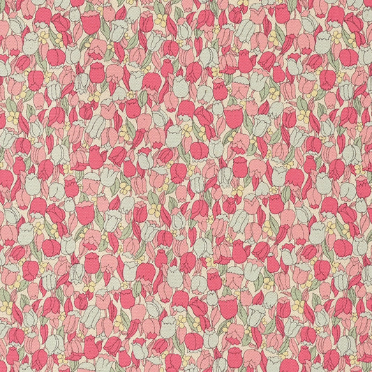 A Girl's Dream Cotton Oxford: Ditsy Tulip in Pink