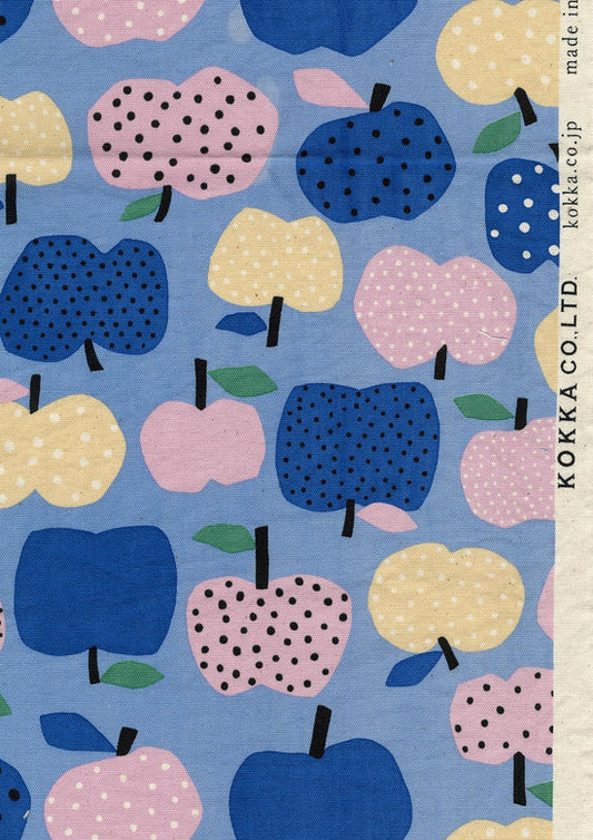 Cotton Oxford: Nordic Girl Apples in Blue
