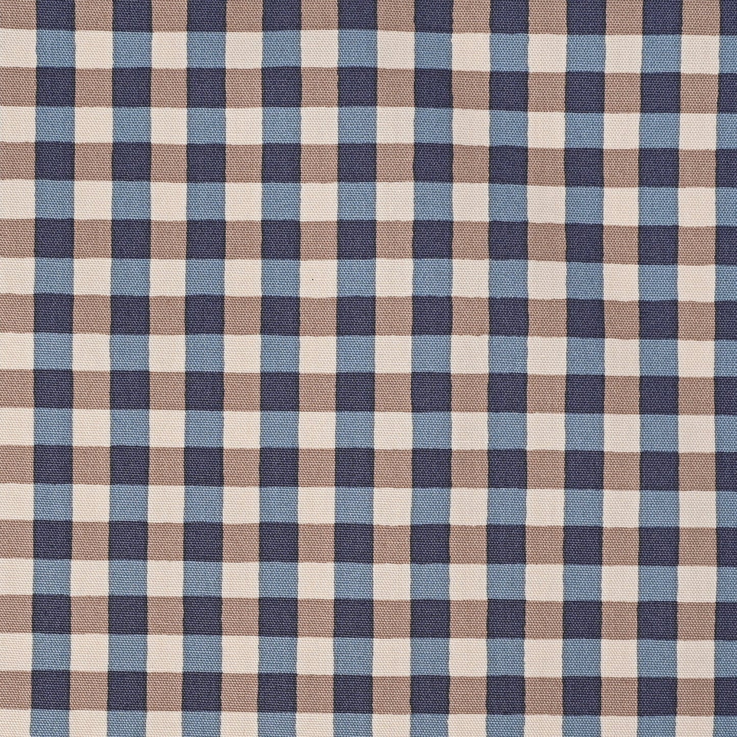 Linnea Basic Cotton Oxford: Gingham in Blue/Taupe