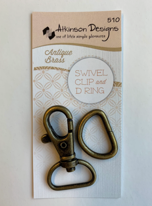 3/4" Swivel Clip & D Ring in Antique Brass