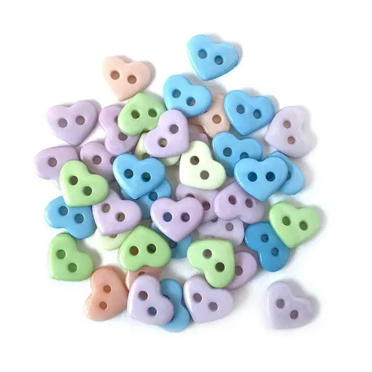 Pastel Hearts Tiny Buttons