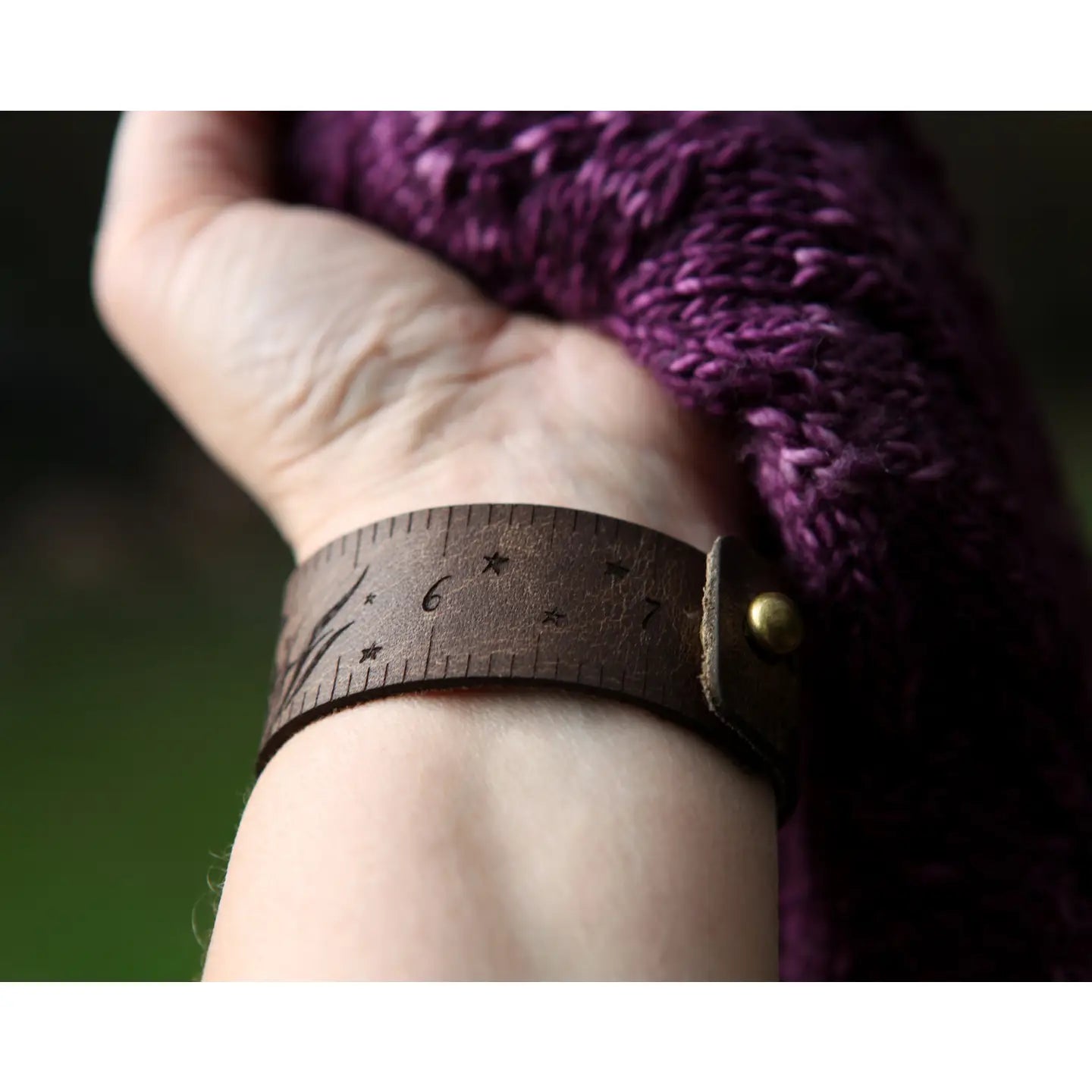 Luna Moth Leather Ruler Cuff with Bronze Stud For Crafting