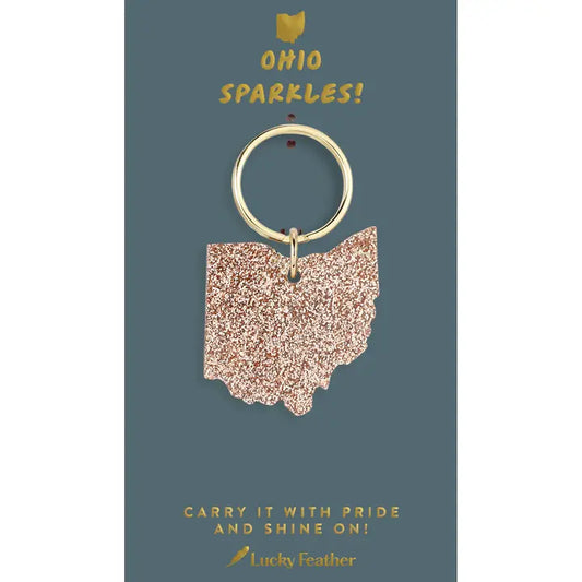 Lucky Feather: Glitter Ohio Keychain