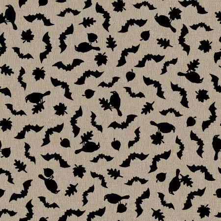Pumpkin Grove: Bats & Crows in Tan and Black