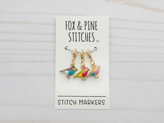 Fox & Pine Colorful Birds Progress Keepers (Stitch Markers)
