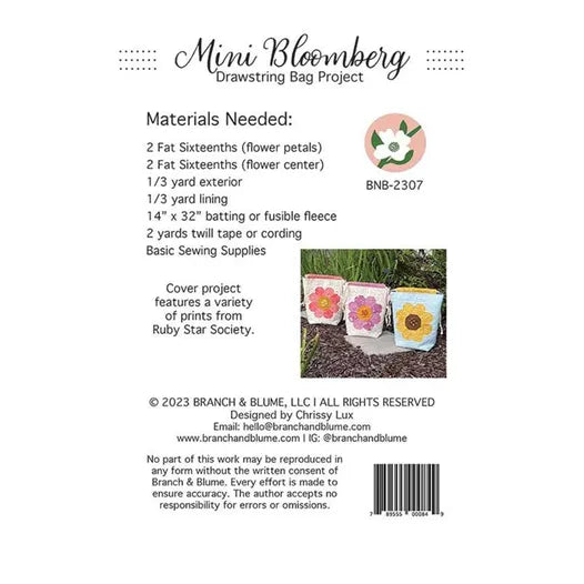 Sew Lux: Mini Bloomberg Drawstring Bag Pattern