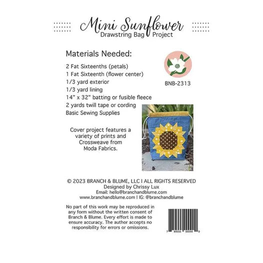 Sew Lux: Mini Sunflower Drawstring Bag Pattern