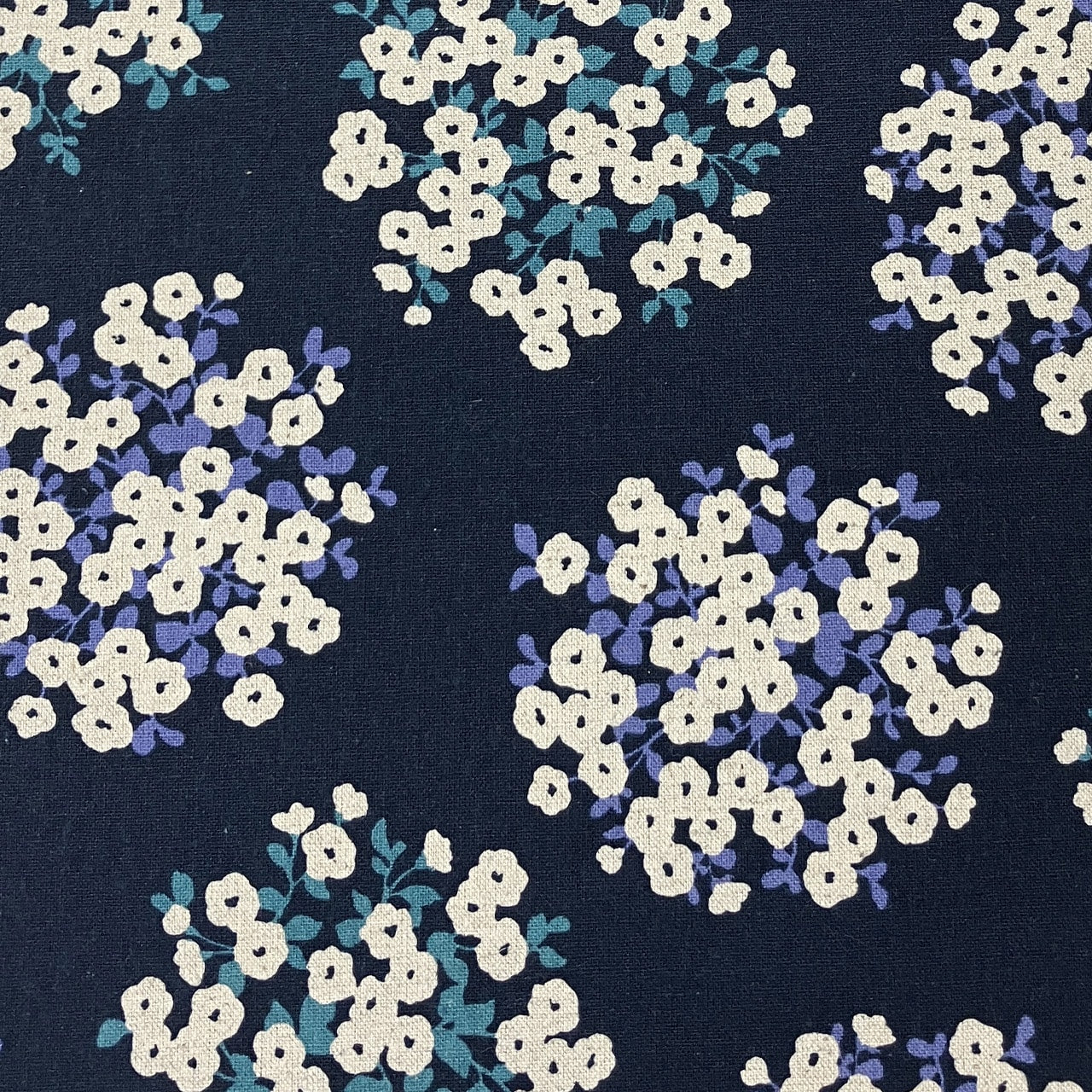 Cotton Flax Prints: Bouquet in Navy