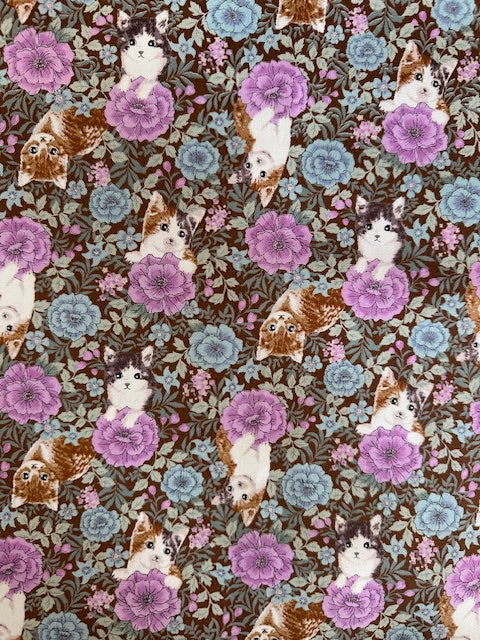 Cotton Oxford: Cats & Flowers
