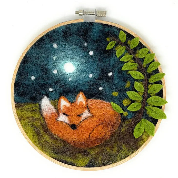 Paint with Wool: Sleepy Fox in Hoop Felting Kit