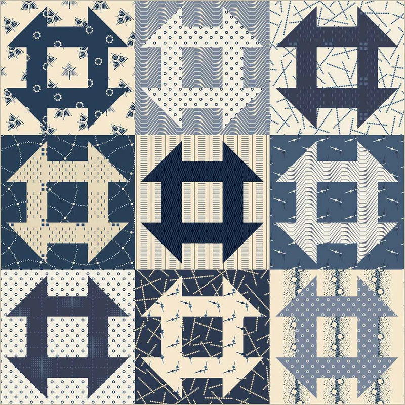 Swatch Book: Churn Dash (Cheater) in Navy