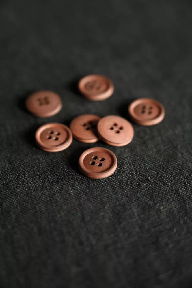 15mm - Four Hole Brown Corozo Button - Buttons