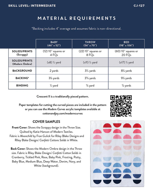 Crescent II Quilt Pattern by Cotton and Joy
