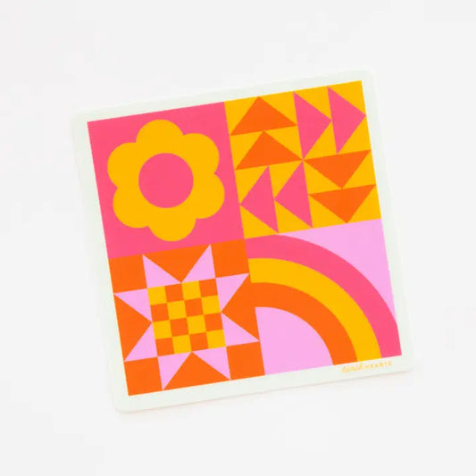 Colorful Quilt Block Vinyl Sticker