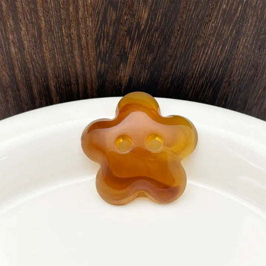 Caramel Flower 2-Hole Buttons (32mm), Pack of 5