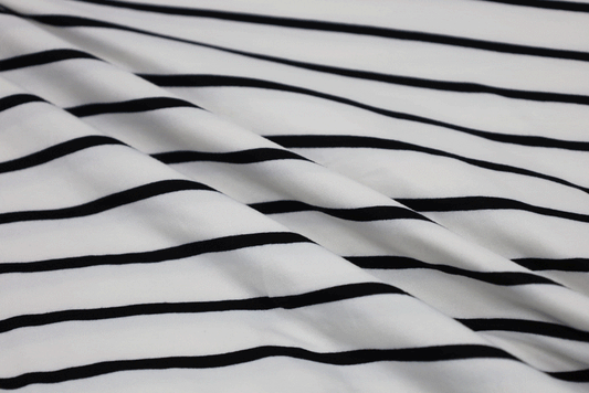 Double Brushed Jersey Knit: Striped in Ivory and Black